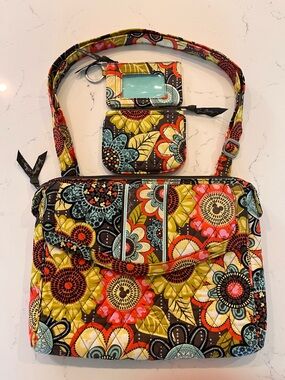 Vera Bradley Disney Perfect Petals Flower Power Crossbody Bag Purse Wallet Pouch